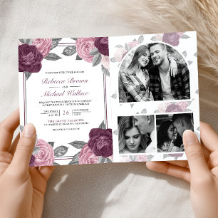 Invitation Code QR de mariage Rose Mauve Violet Rose Pâle Élé