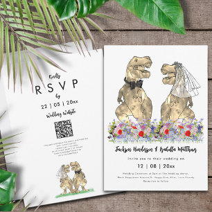 Invitation Code QR de mariage sur le thème des dinosaures