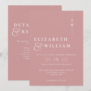 Invitation Code QR de monogramme moderne de mariage rose pous