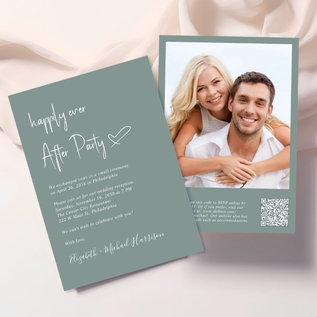 Invitation Code QR de photo de mariage pour un bonheur éterne (An chic Happily Ever After Party all-in-one invitation for your wedding celebration)