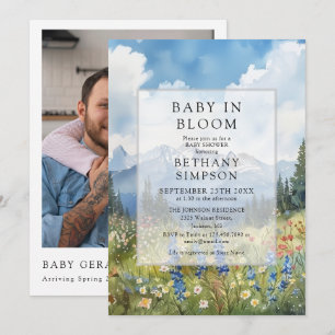 Invitation Code QR de photo de montagne Baby In Bloom pour Ba