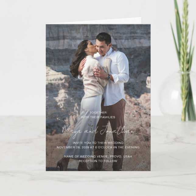 Invitation Code QR de photo élégant Mariage Moderne (Devant)