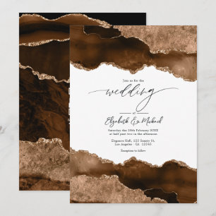 Invitation Code QR de réponse pour mariage en agate marron et