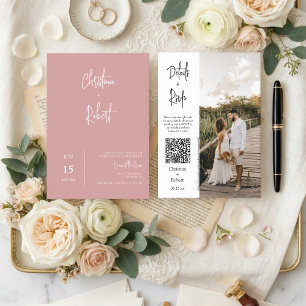 Invitation Code QR de réponse pour un mariage bohème moderne 