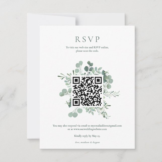 Invitation Code QR de réponse pour un mariage élégant avec eu (Devant)