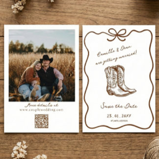 Invitation Code QR de sauvegarde de date Bohème rustique occi
