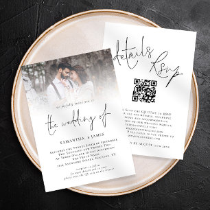 Invitation Code QR de Script Moderne Photo Tout en Un Mariage