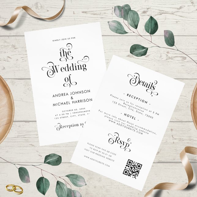 Invitation Code QR de typographie rétro propre et blanc tout- (Créateur téléchargé)