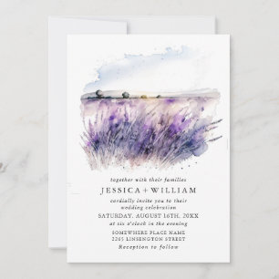Invitation Code QR du Mariage de champ de fleurs de lavande a