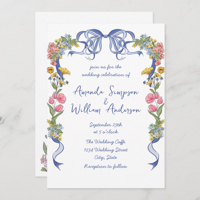 Invitation Code QR du Mariage rétro pour gribouillages à main (Devant / Derrière)