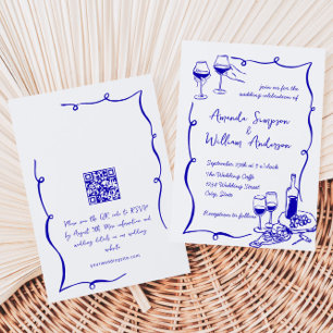 Invitation Code QR du Mariage rétro pour gribouillages à main