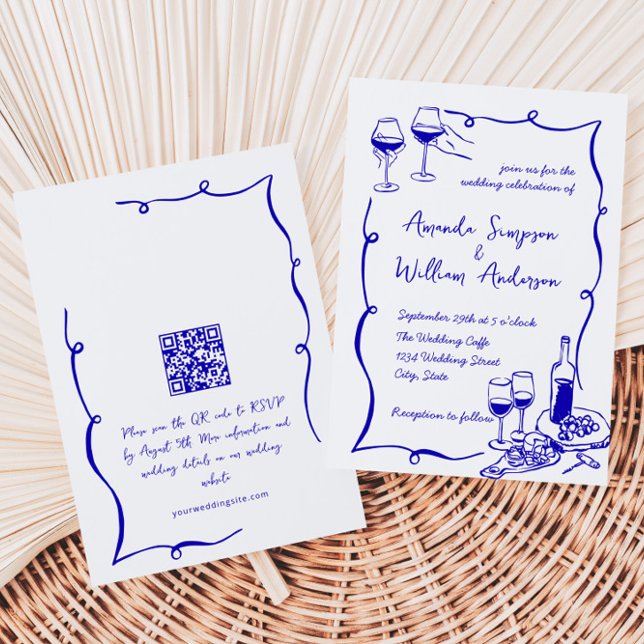 Invitation Code QR du Mariage rétro pour gribouillages à main (Créateur téléchargé)