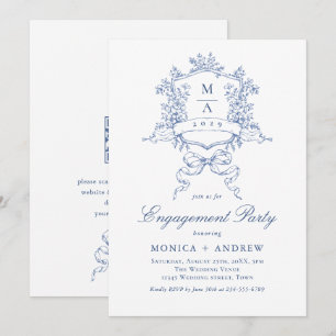 Invitation Code QR du Victorian Ornate Crest Engagement Party