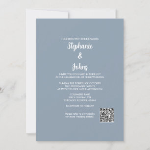 Invitation Code QR Dusty Blue White Script 2024 Mariage