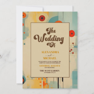 Invitation Code QR Élégant Mariage Floral Milieu du Siècle