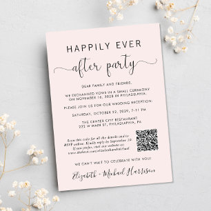 Invitation Code QR élégant Photo Réception de mariage rose