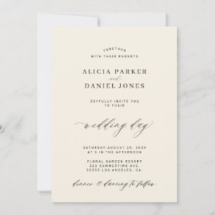 Invitation CODE QR élégant simple mariage noir et ivoire
