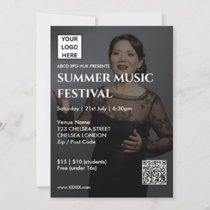 Invitation Code QR et logo du festival de musique d'été