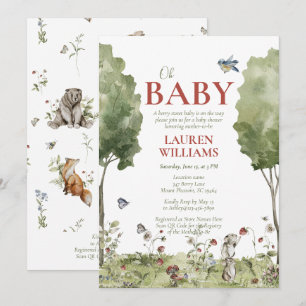 Invitation Code QR Fleur sauvage fraise Oh Baby shower