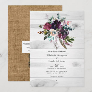 Invitation Code QR Floral Rustique Réponse Bohème Mariage