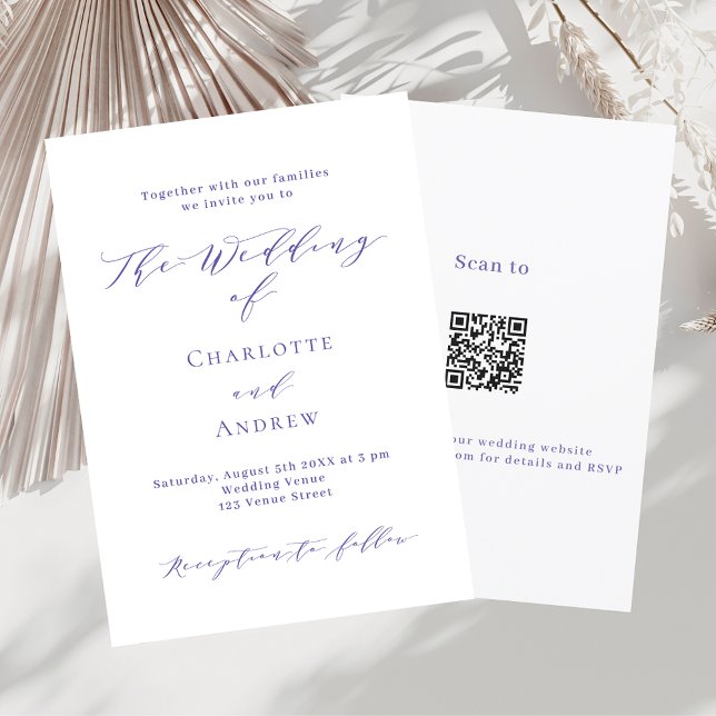 Invitation Code QR formel violet blanc RSVP mariage de luxe (Créateur téléchargé)