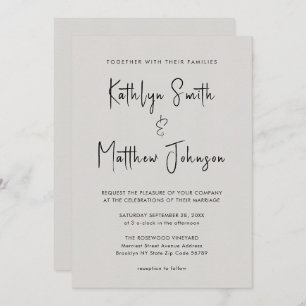 Invitation Code QR gris tout en un script moderne Mariage chi