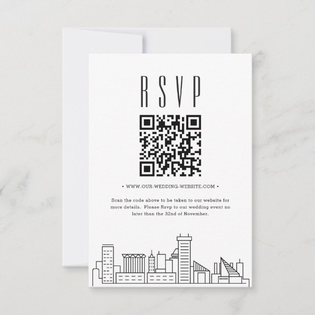 Invitation Code QR Mariage Baltimore RSVP (Devant)