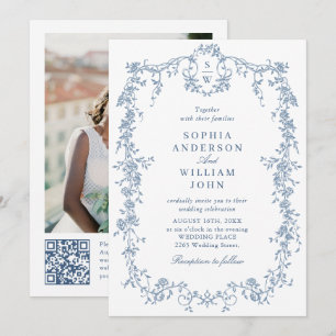 Invitation Code QR Mariage de cadre orné victorien élégant