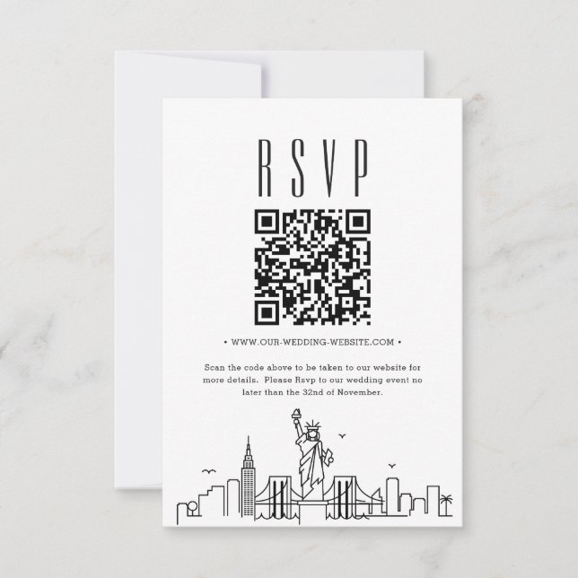 Invitation Code QR Mariage de New York RSVP (Devant)