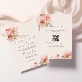 Invitation Code QR Mariage de script élégant rose pâle