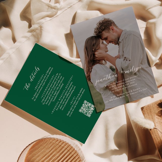 Invitation Code QR Mariage émeraude vert brillant (Créateur téléchargé)