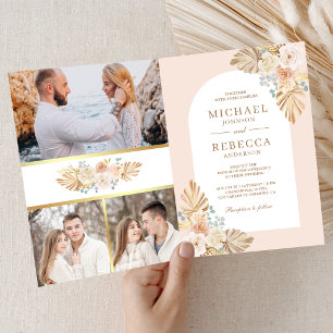 Invitation Code QR Mariage Floral Terreux Poussiéreux Palme B