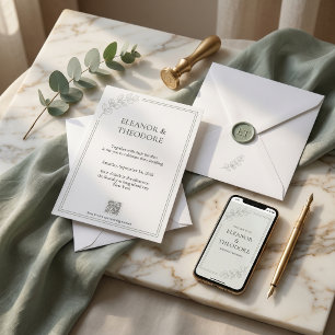 Invitation Code QR Mariage Luxe Tranquille Vert Sauge