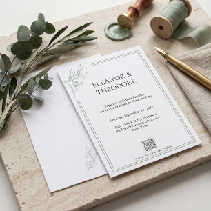 Invitation Code QR Mariage Luxe Tranquille Vert Sauge