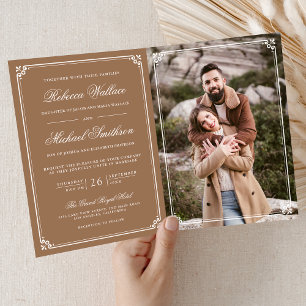 Invitation Code QR Mariage Minimaliste Beige Marron Clair Pho