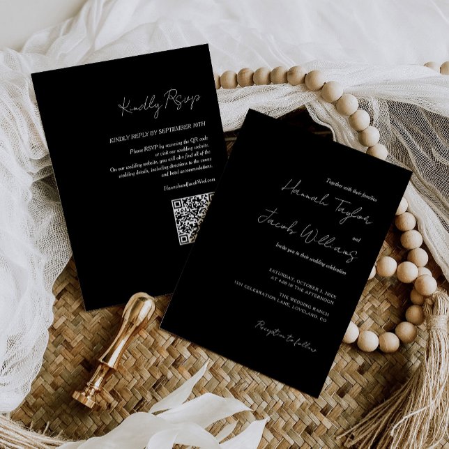 Invitation Code QR Mariage noir RSVP (Créateur téléchargé)