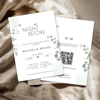 Invitation Code QR Mariage Répétition Végétation Branchue