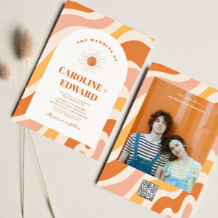 Invitation Code Qr Mariage Super coloré rétro Wavy Boho