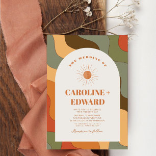 Invitation Code Qr Mariage Super coloré rétro Wavy Boho