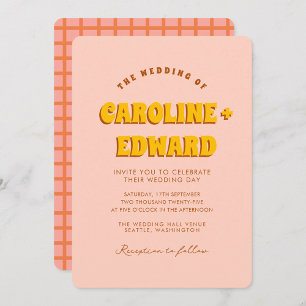 Invitation Code Qr Mariage Super coloré rétro Wavy Boho