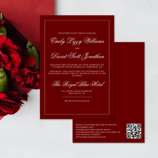 Invitation Code QR minimaliste rouge Crimson classique (Créateur téléchargé)