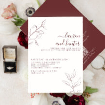 Code QR moderne Burgundy Script Mariage botanique
