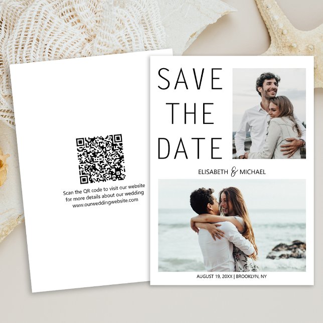 Invitation Code QR moderne Enregistrer la date Mariage photo (A QR code makes it easy for guests to visit your website and find more details about your wedding.)