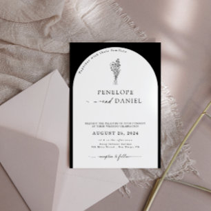 Invitation Code QR noir et blanc Mariage Arche 2 en 1