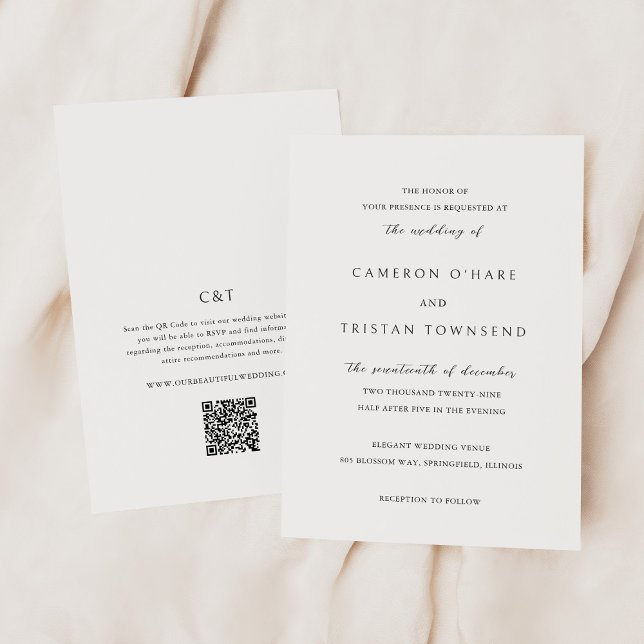 Invitation Code QR noir et blanc simple Mariage propre (Créateur téléchargé)