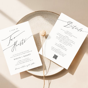 Invitation Code QR Noir Et Blanc Simple Tout En Un Mariage