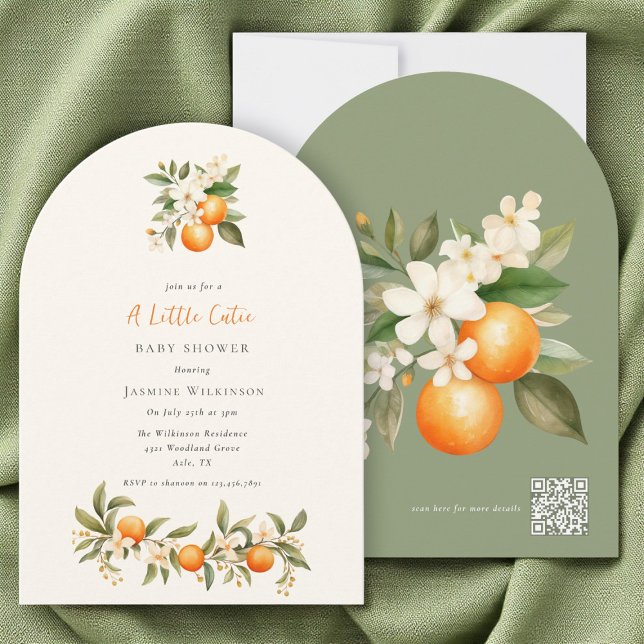 Invitation Code QR Orange Blossom Baby shower Arch Design (Créateur téléchargé)