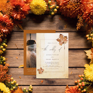 Invitation Code QR photo aquarelle feuille d'érable automnal