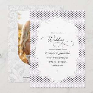 Invitation Code QR photo de mariage à cadre en dentelle à poi