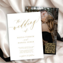 code QR photo mariage moderne élégant or